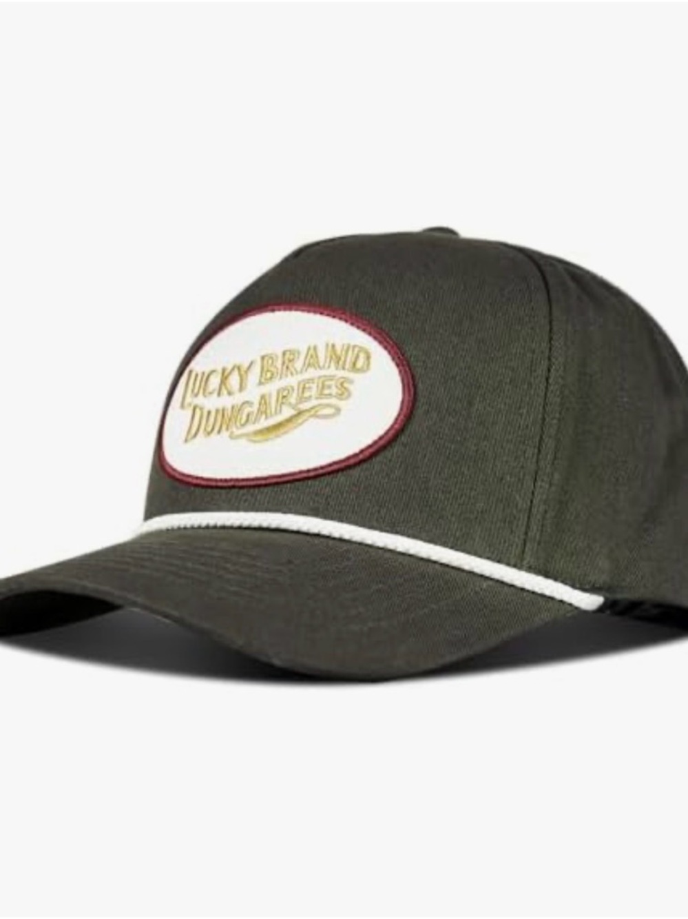 NWT Lucky Brand "Lucky Dungarees" Trucker Style Dad Hat Olive Green Adjustable - Picture 3 of 6
